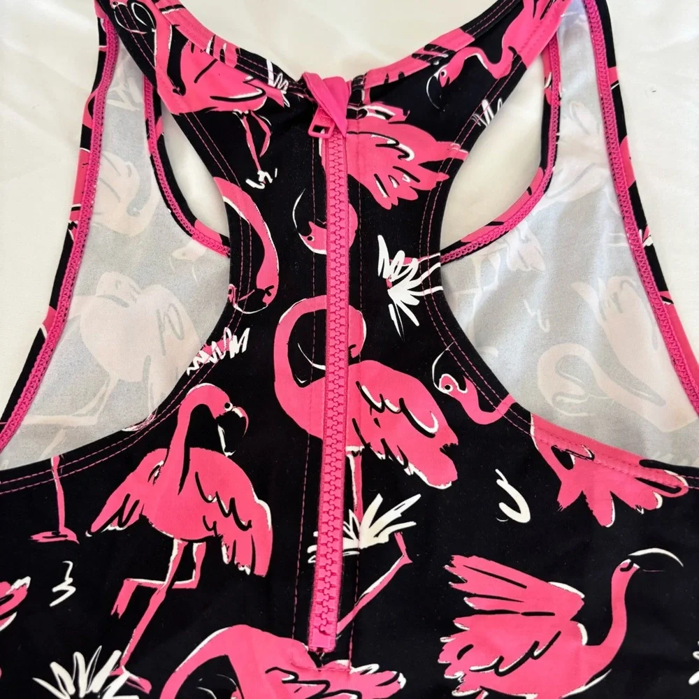 Stella McCartney Kids One Piece‎ Swimsuit Flamingoes Back Zipper Pink Size 10